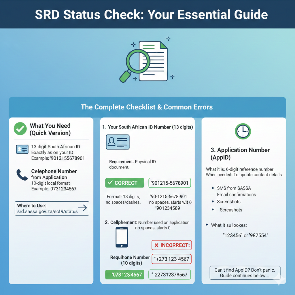 SRD Status Check by ID Number and Phone Number