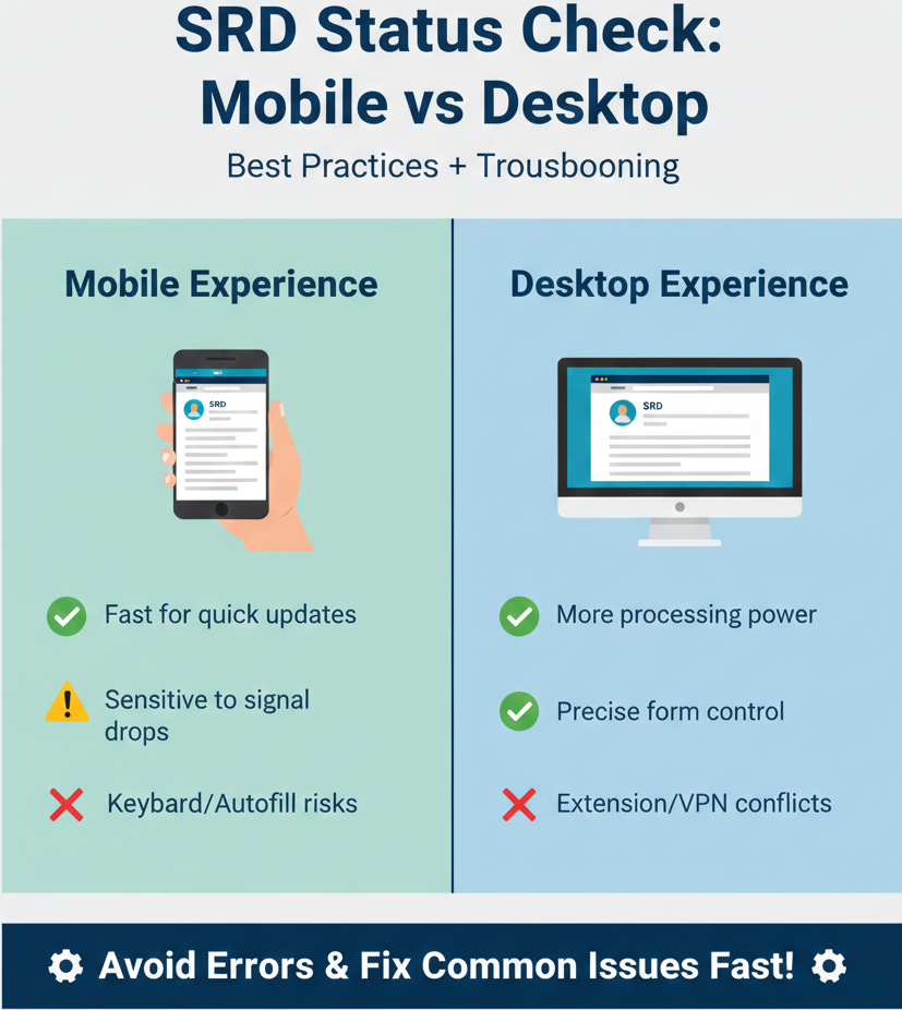 srd status check on mobile vs desktop